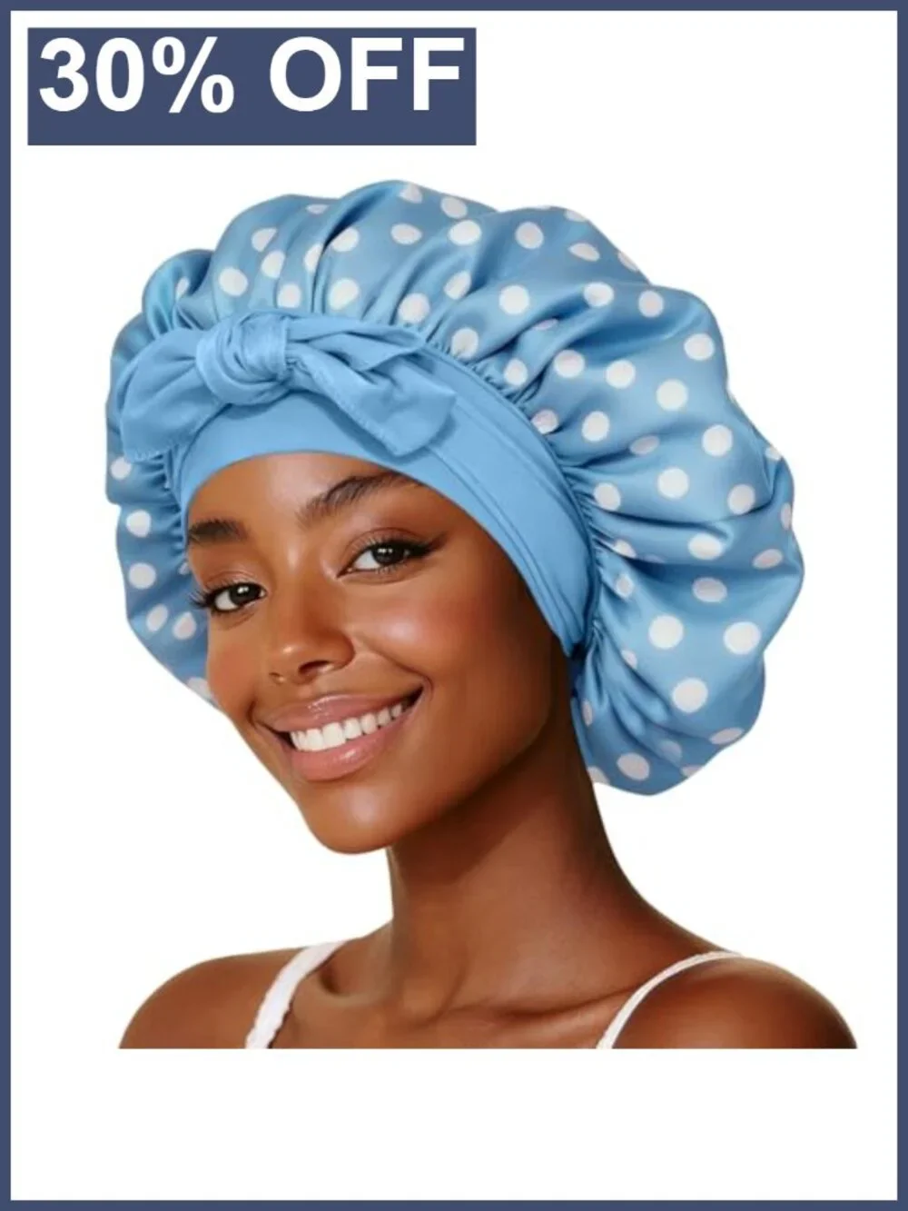 Silk Satin Sleep Bonnet with Long Tie Straps for Curly Natural Hair | Double